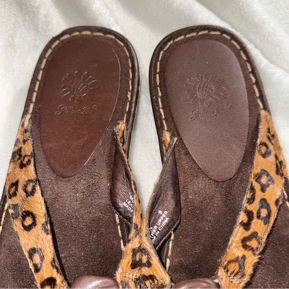 YELLOW BOX Moon, animal hair sandals, leather and leopard, like new flip flops 9 - Picture 3 of 9